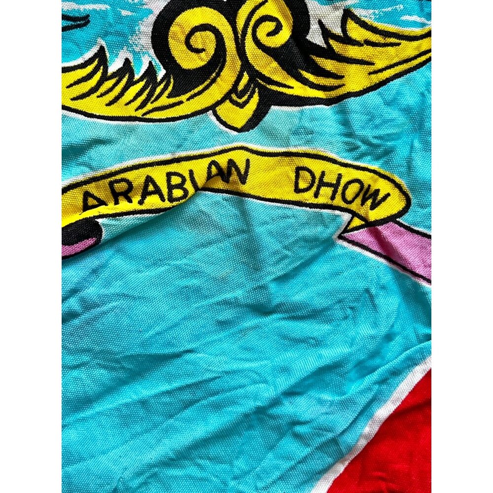 Zawadi Ya Mombasa Vintage Souvenir Scarf 28"x27" Turqoise Yellow Red Pink Green - Picture 8 of 10